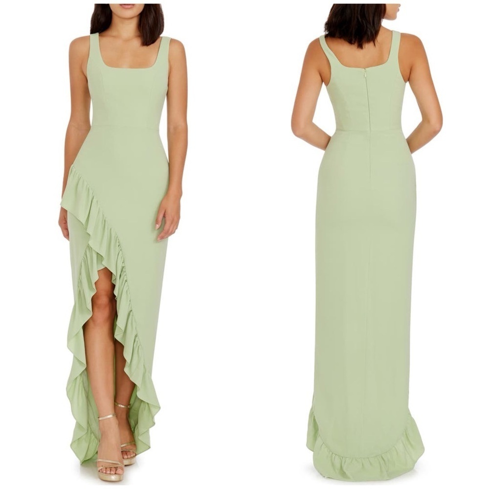 New Dress The Population Charlene Ruffle Dress Sage Green Sz XXL